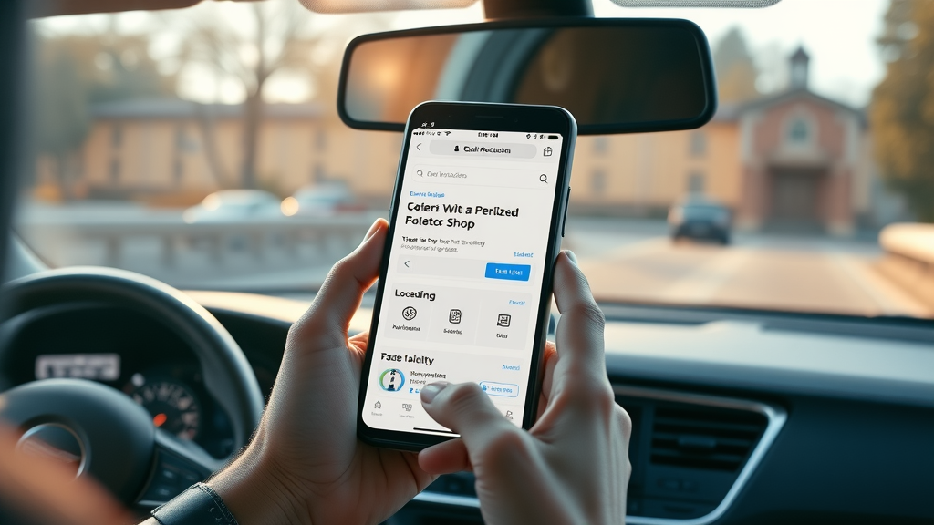 sleek smartphone displaying optimized auto shop website, mobile-friendly, ai technical seo for auto repair shops