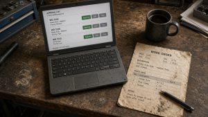 AI agent for repair shops: approval list on a shop desk