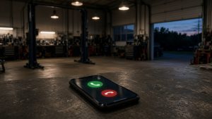 Missed call on a repair shop counter after hours
